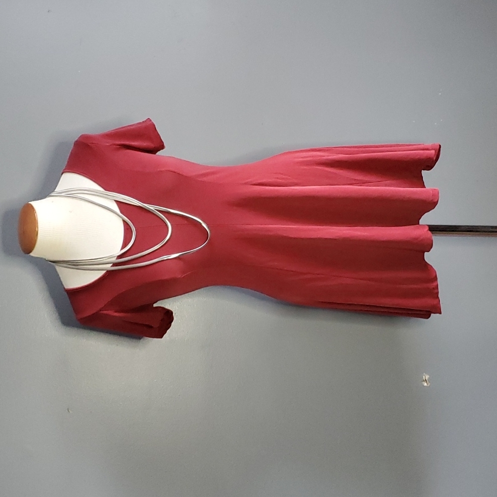 Maroon, solid, short sleeve, dress, size small